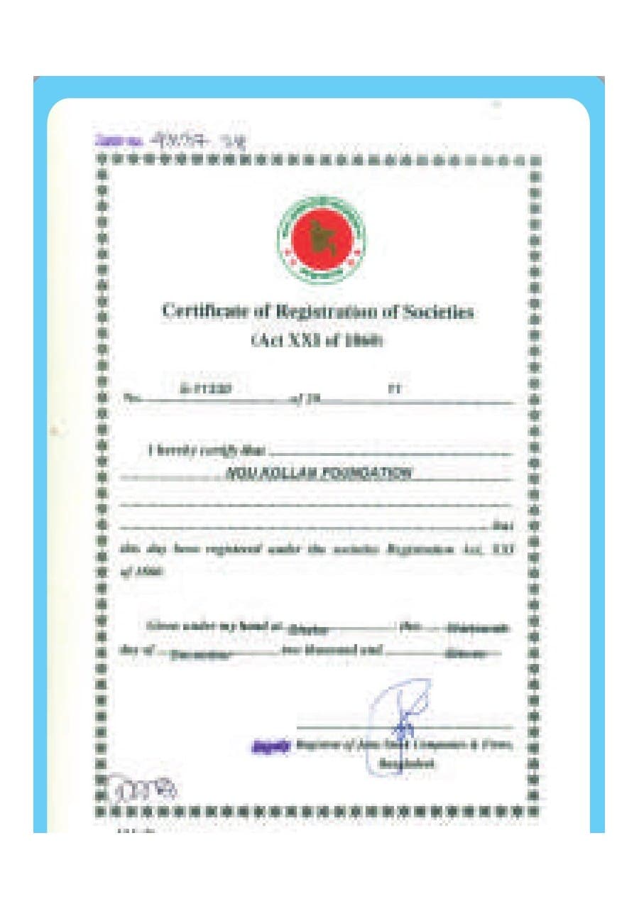 Scanned certificate: Certificate of Registration of Societies